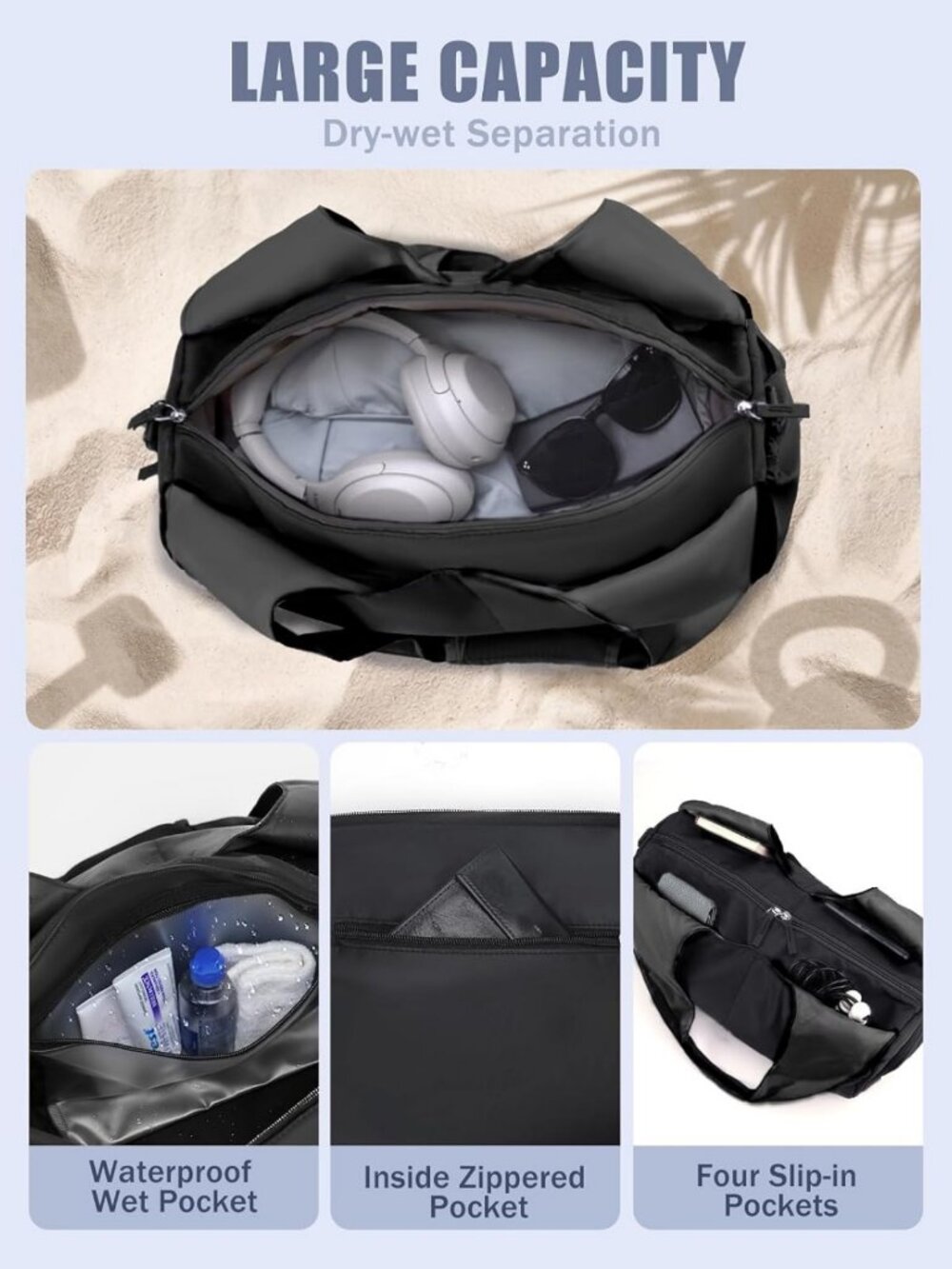 Stylish Gym Bag for Women with Shoe & Wet Compartments, Yoga Mat Holder Included - Picture 4 of 8